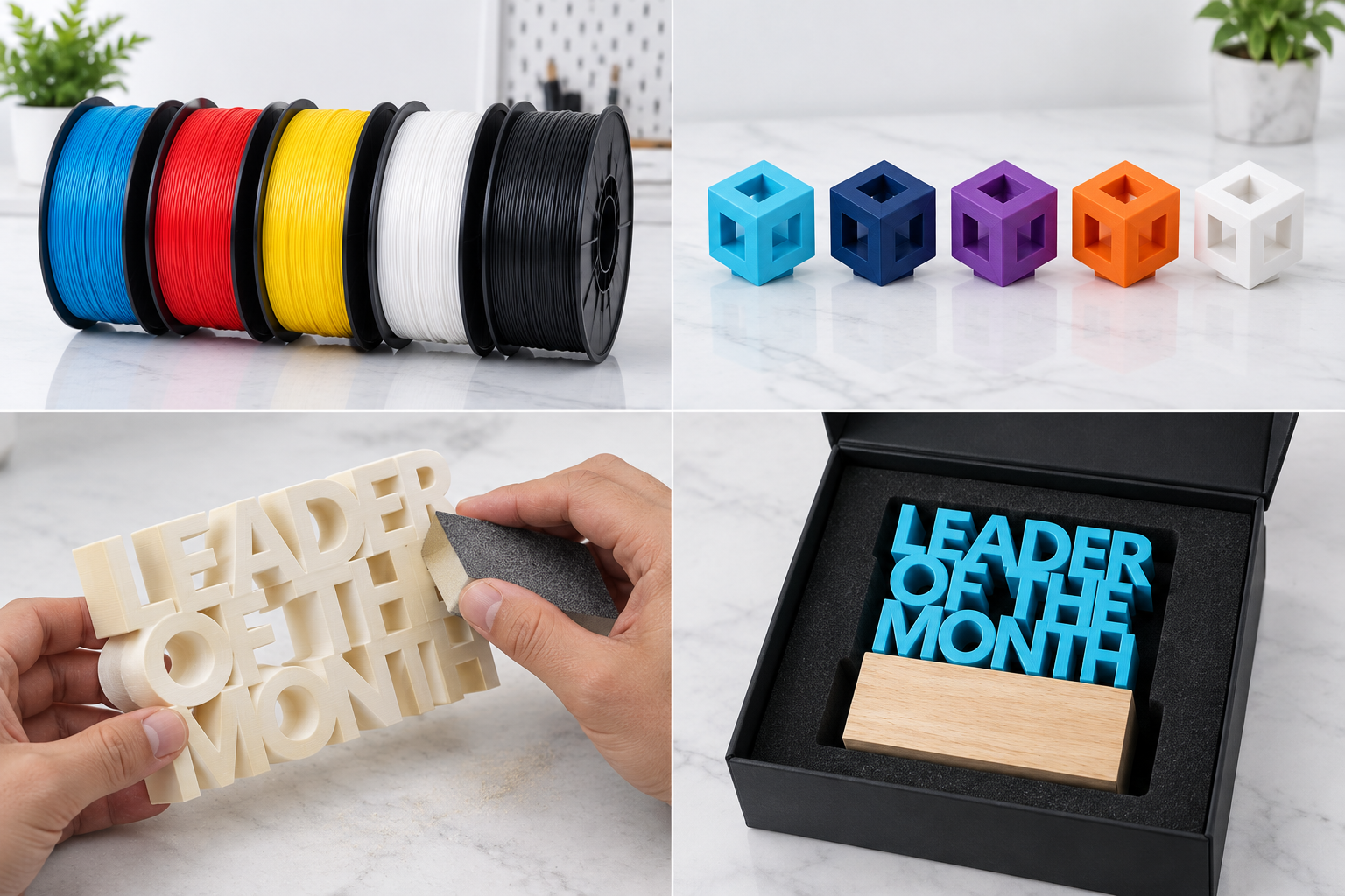 Cyan Leader of the Month dimensional award with fitted black presentation box