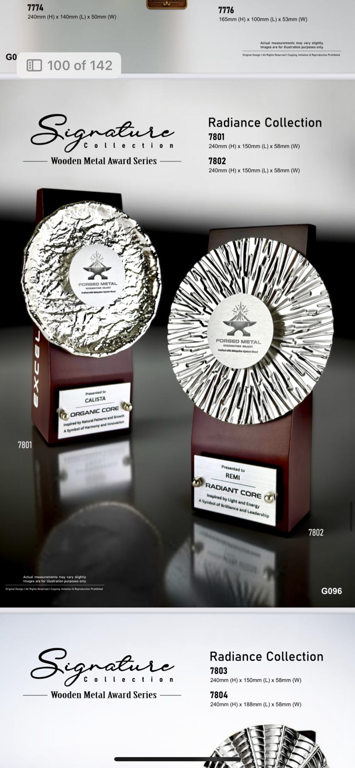 GoBig Radiance 7802 wood and metal award