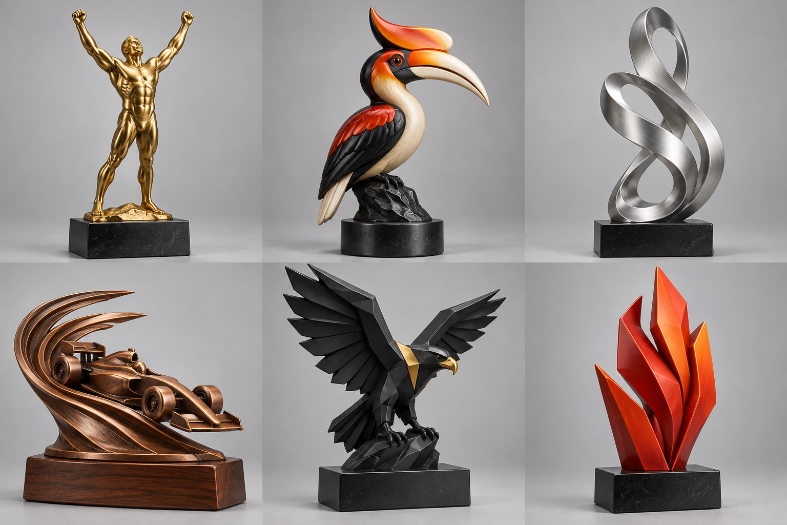Illustrative colourful hornbill resin award